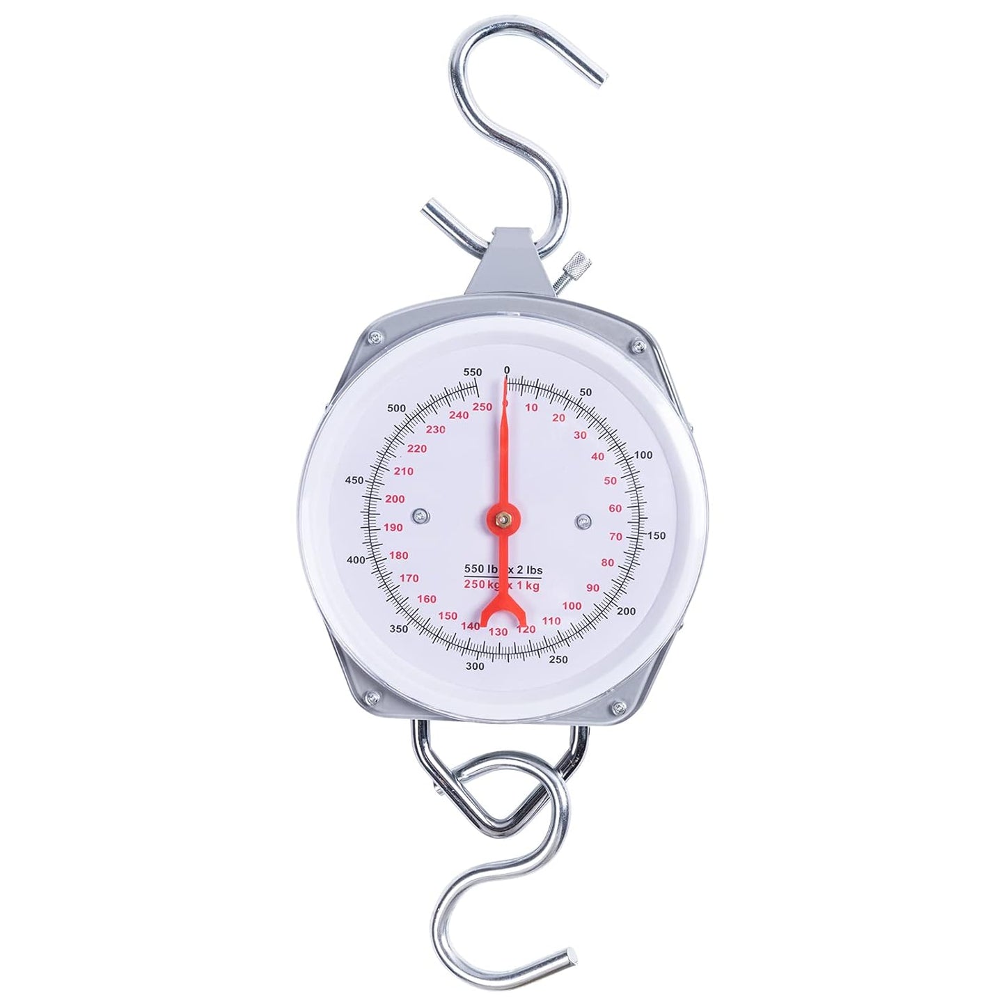 Mechanical Hanging Scale 250kg/550lbs, High Accuracy Spring Dial Weight Scale for Kitchen Fishing Hunting Farms