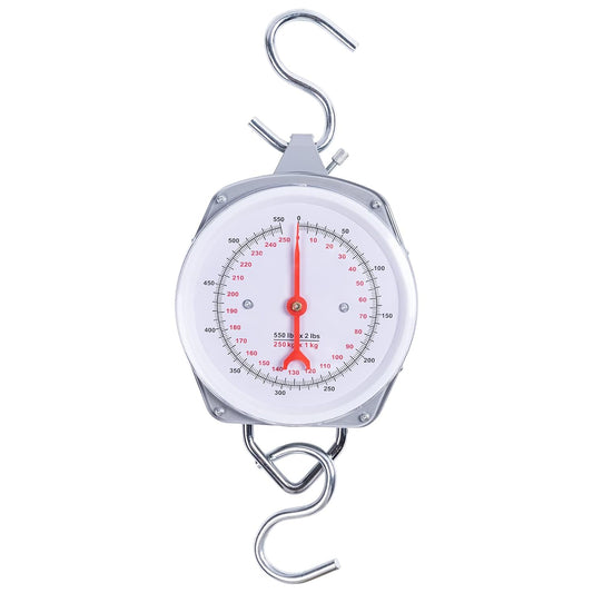 Mechanical Hanging Scale 250kg/550lbs, High Accuracy Spring Dial Weight Scale for Kitchen Fishing Hunting Farms