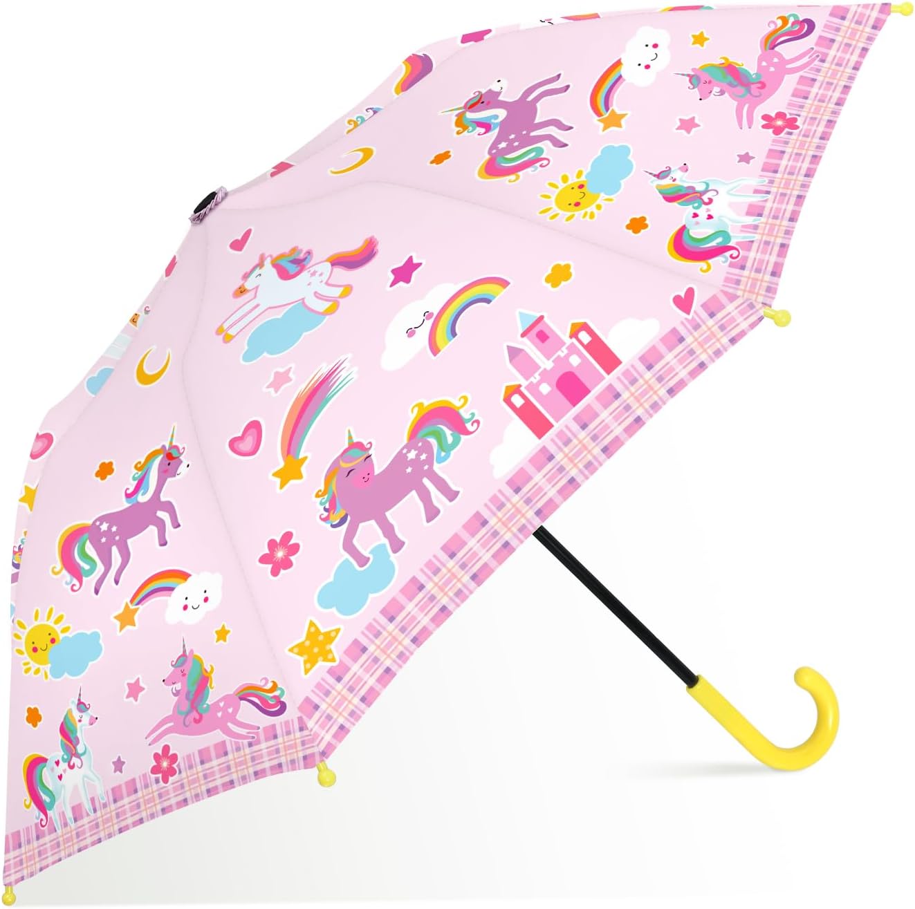Kids Umbrella, Safety Windproof Umbrella with Easy-Grip Hook Handle for Toddler Girls and Boys
