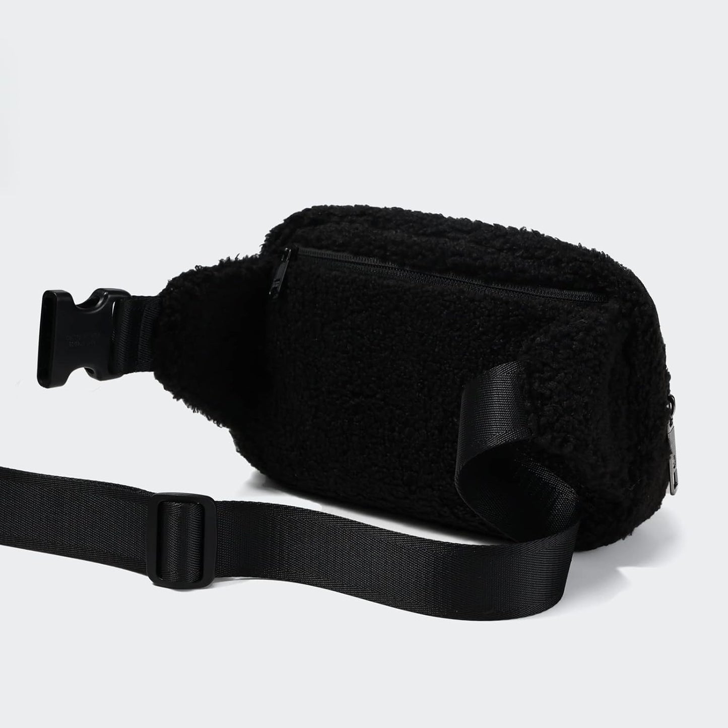 Pander Large 2L Fanny pack Everywhere Fleece Belt Bag for Women and Men with Adjustable strap Belt. (Black)