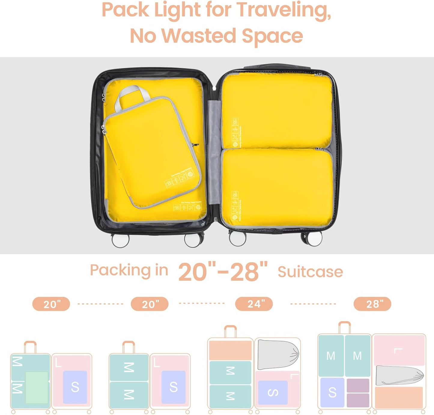 Cambond Compression Packing Cubes for Travel Women - Travel Bags Luggage Organizers Travel Essentials Compression Cubes for Travel Carry on Suitcases Organizer