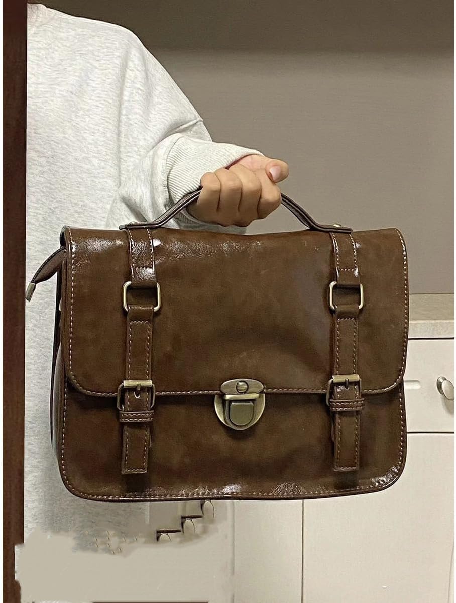 Messenger Bag Women -Faux Leather Cambridge Handbag - Vintage with Adjustable Shoulder Strap Briefcases Men
