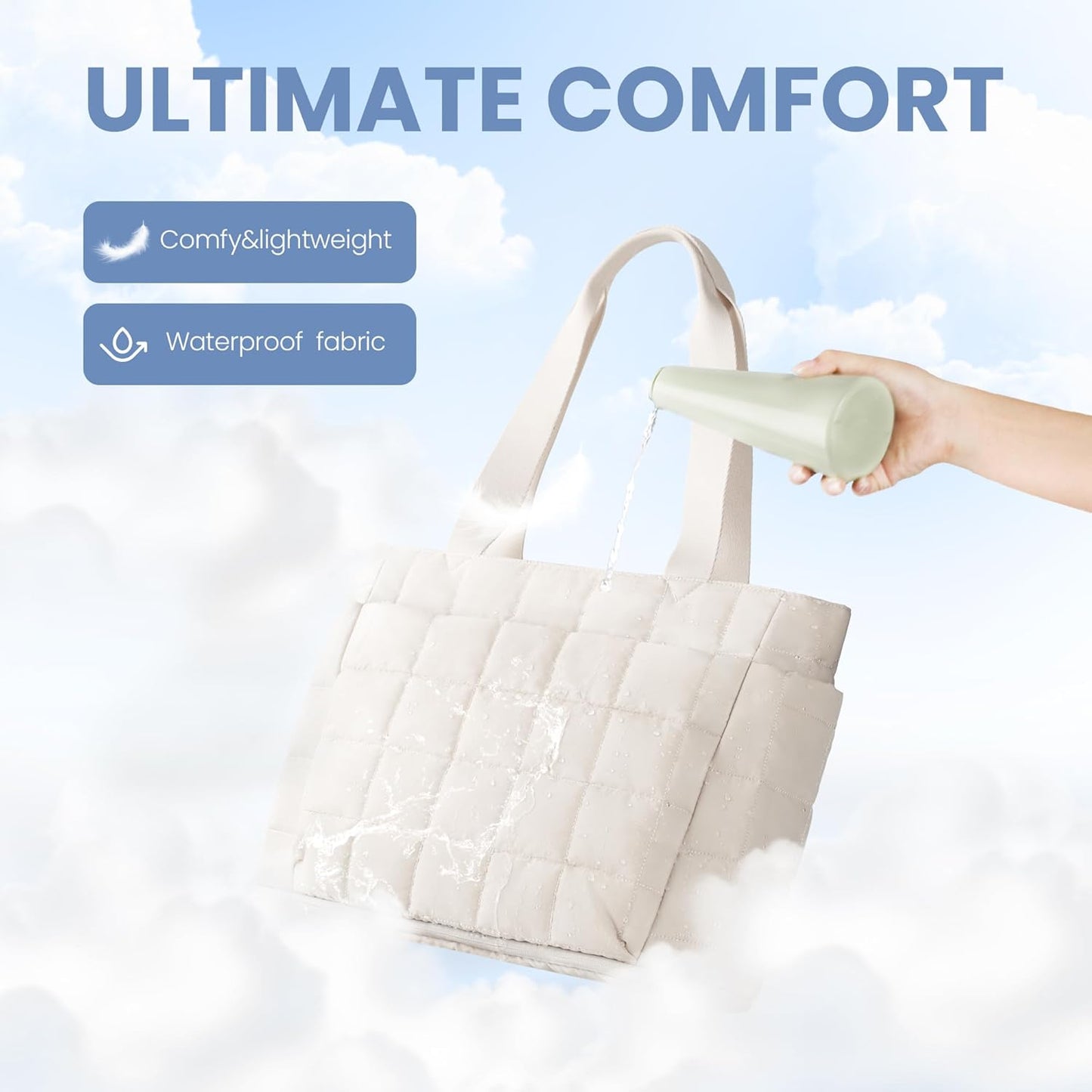 befen Laptop Tote Bag for Women Work, Travel Tote Bags Nurse Puffer Quilted Handbags, Lightweight Waterproof Beach Purse