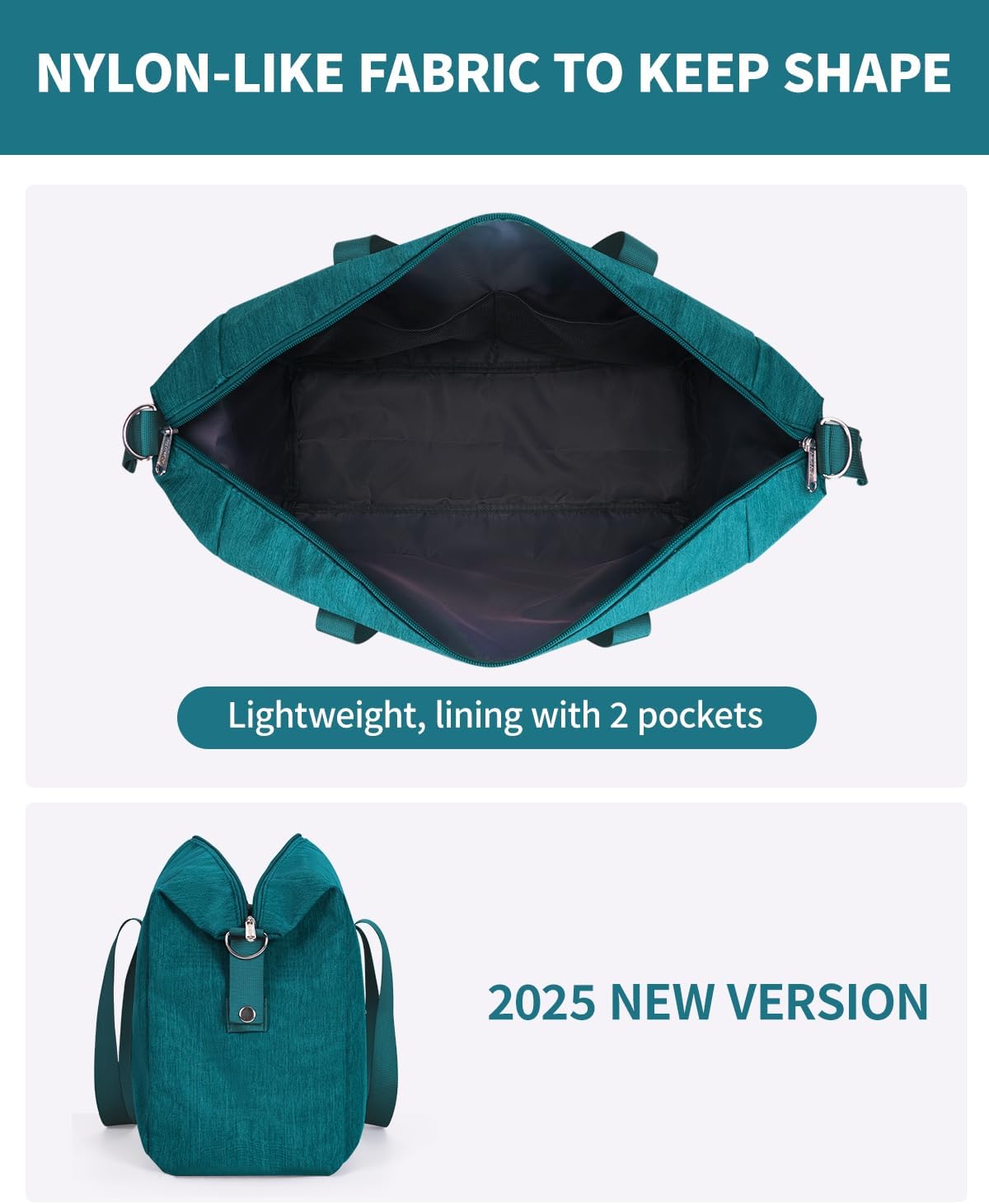 Narwey For Spirit Airlines Personal Item Bag 18x14x8 Foldable Duffle Bag for Travel Packable Duffel Bag for Traveling Carry on Bag for Airplanes Underseat Overnight for Women and Men (Teal)