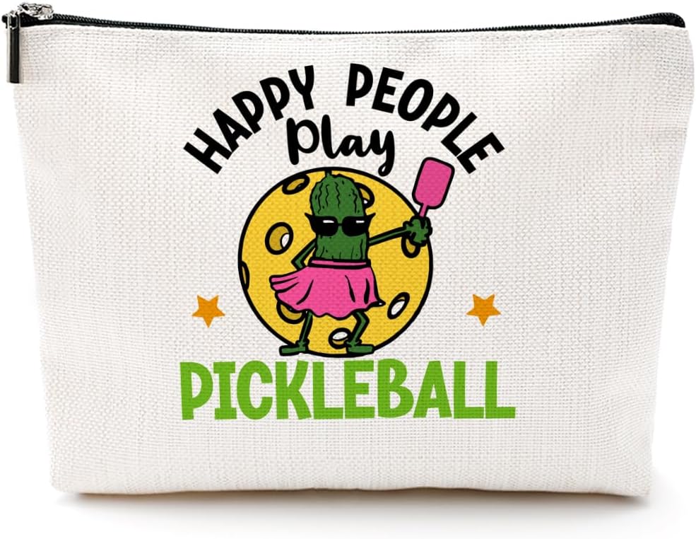 Pickleball Gifts Funny Makeup Bag Accessories Cosmetic Bag Zipper Pouch Pickleball Lover Gifts for Girls Women Fans Player Coach Mom Sister Christmas Birthday Gifts