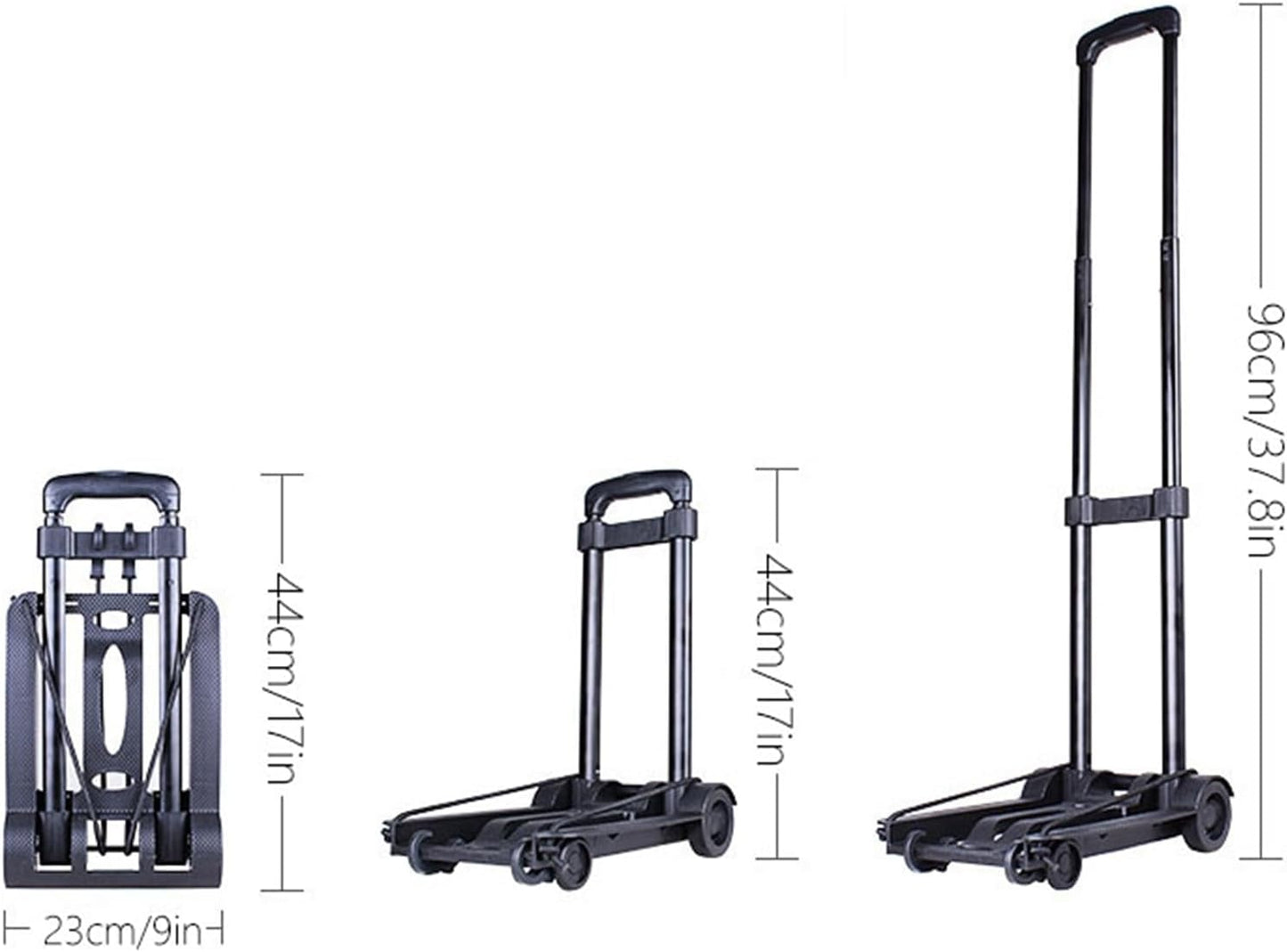 Small Folding Luggage Cart 110lbs Load Folding Hand Truck with Wheels Folding Dolly for Carrying Travel Shopping Airport