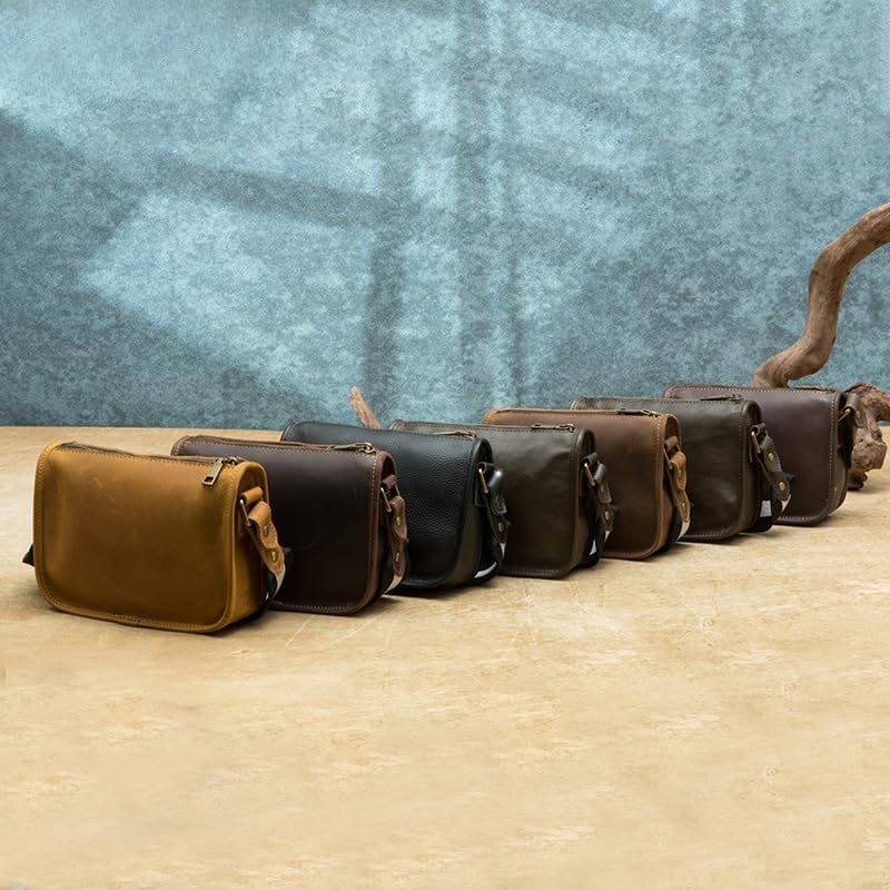 Genuine Leather Vintage Shoulder Bag Crossbody Small Messenger Bag for Men Women Casual Daily