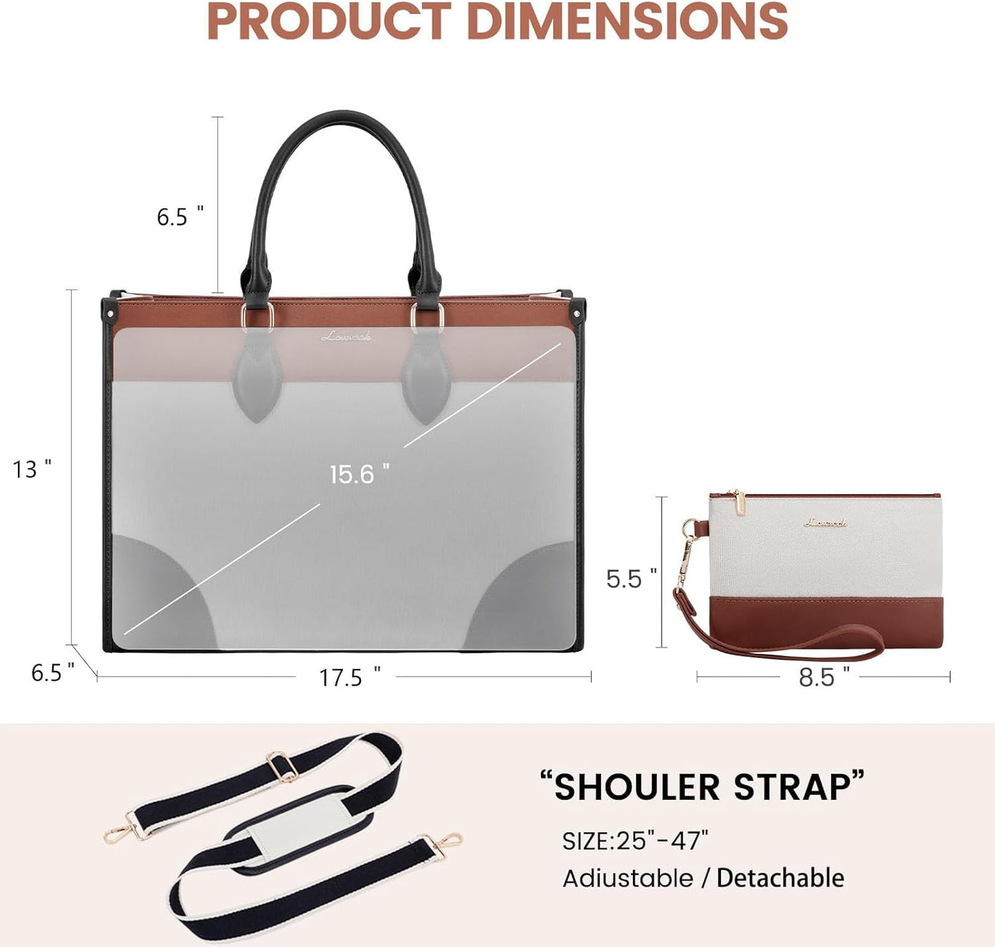 LOVEVOOK Laptop Bag for Women 17 lnch,Waterproof Laptops Tote Bags for Womens,Professional Work Bags for Women with Cup Holder,Large Laptop Purse Computer Briefcase Office Teacher Clutch Bag,2 PCS