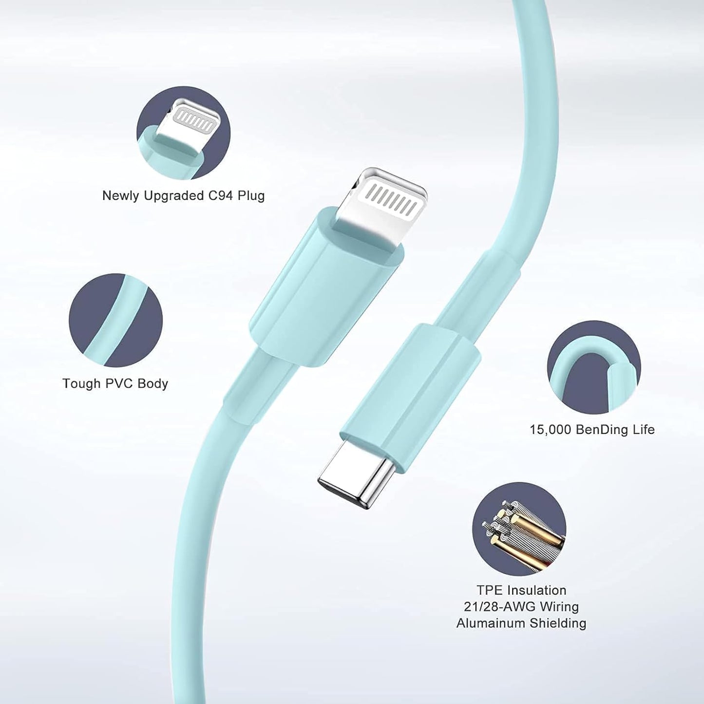 iPhone Fast Charger,Type C Wall Charger Block Plug and 10ft USB C to Lightning Charging Cable Cord Long,Power Adapter Cube Brick Box for Apple iPhone 14 Pro Max/14 Plus/14/13/12 Mini/11/XS Max/XR/iPad