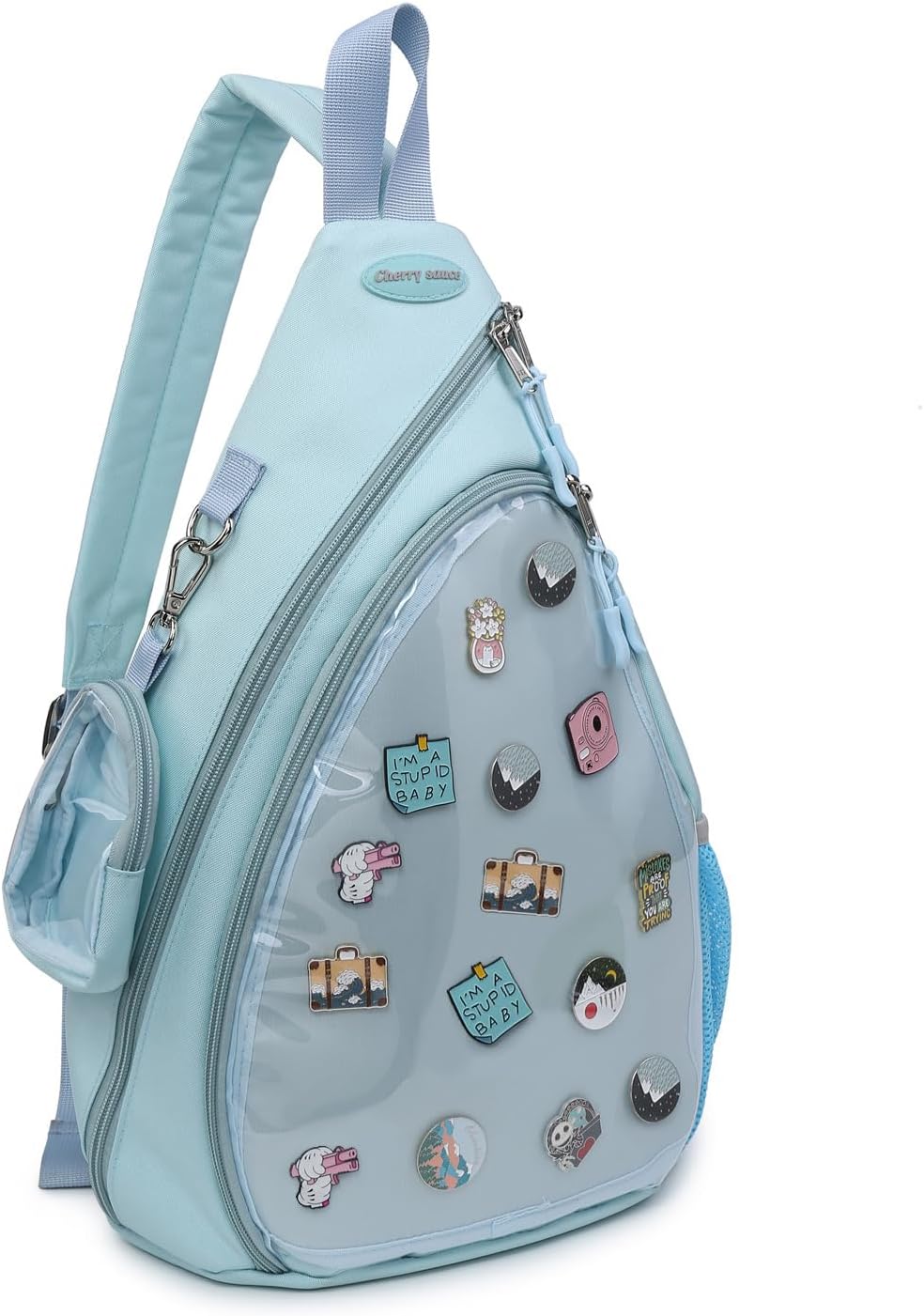 Oxford Ita Bag Kawaii Pin Display Chest Pack Single Shoulder Bag Sport Backpack Hiking Daypack, Medium