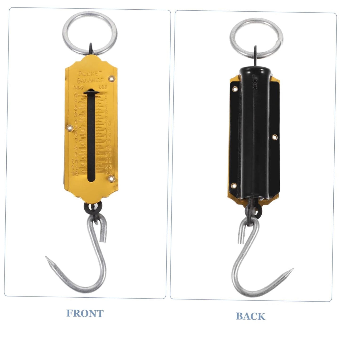Mikikit 6pcs Handheld Spring Scale Portable Luggage and Fishing Weight Scale Plated Hook Easy to Operate No Battery Required