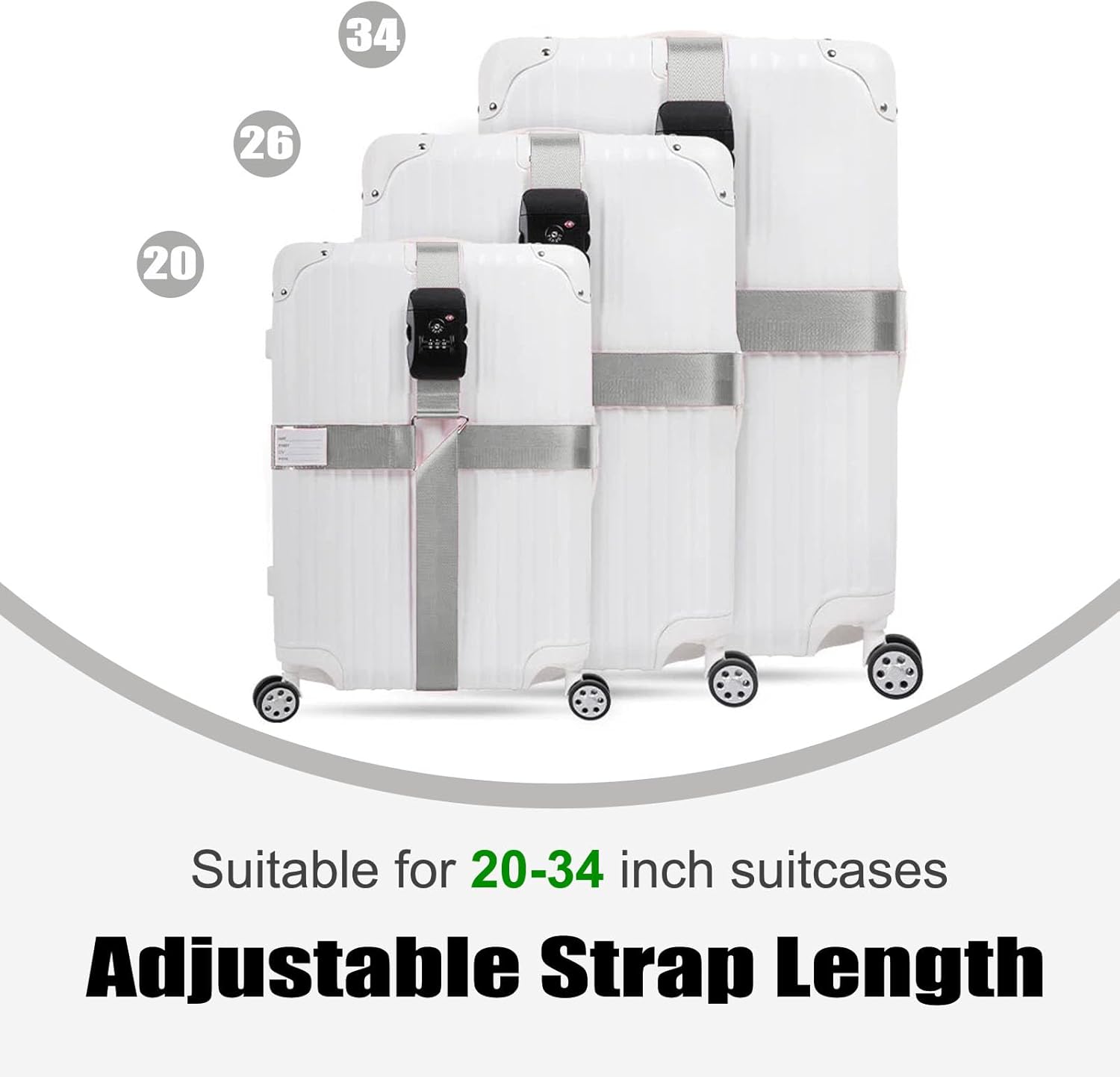 Luggage Straps TAS,Travel Strap with Name tag,Easy to Identify,Luggage Straps TSA Approved with