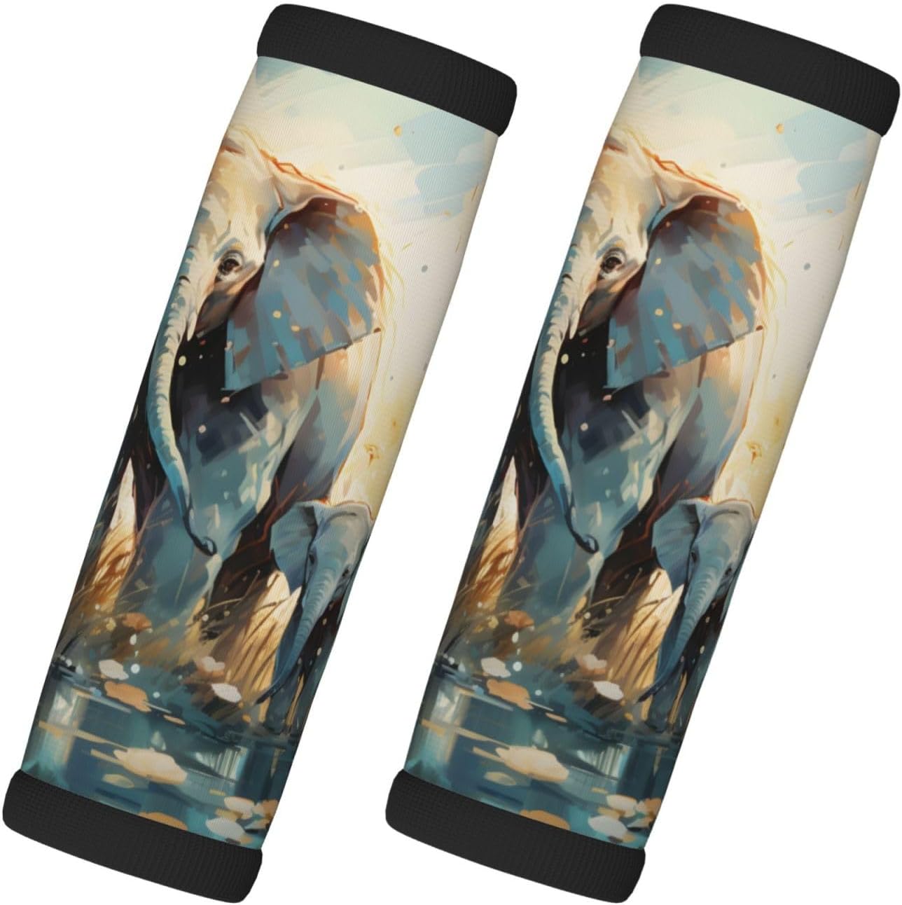 Luggage Handle Wraps Watercolor Elephant Floral Luggage Identifiers Soft Neoprene Luggage Handle Wraps For Suitcase Trolley Handle Grip Cover 2 Pack Luggage Tags