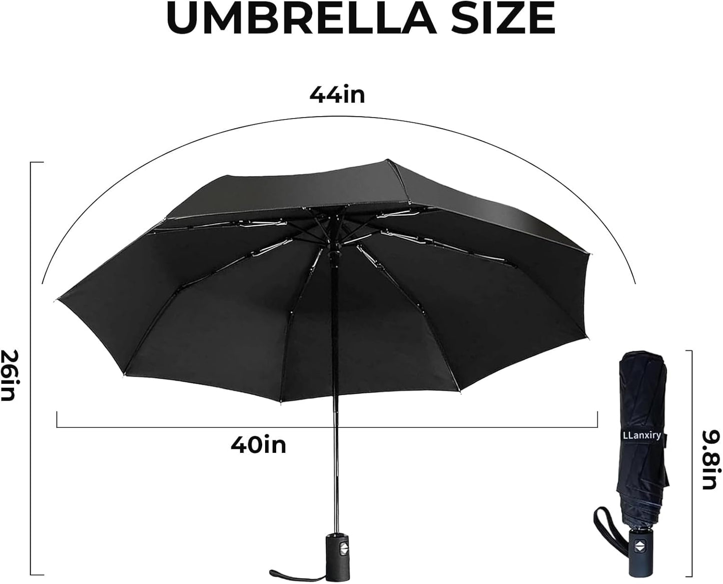 LLanxiry Compact Travel Umbrella, Mini Windproof Umbrellas for Rain & Sun, Small Lightweight Outdoor UV Umbrella, Portable Folding Umbrellas for Travel