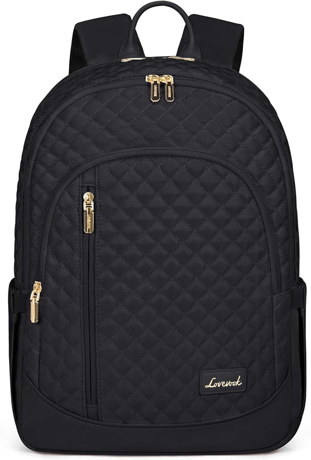 LOVEVOOK Laptop Backpack for Women, 15.6 Inch Anti Theft Computer Bag, Large Capacity Travel Backpacks, Work College Commute Backpack, Lightweight Quilted Bags Purse for Women Nurse Teacher, Black