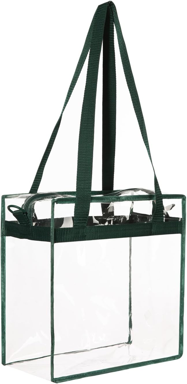 BAGAIL Clear Bags 12x6x12 Stadium Approved Clear Tote Bag with Zipper Closure Crossbody Shoulder Bag with Adjustable Strap