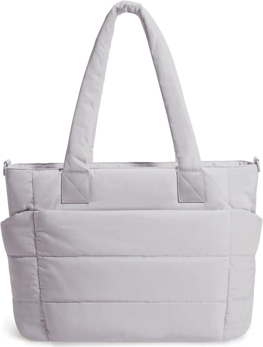 Tote Bag for Women Puffer Tote Bag Large Nurse Bags Shoulder Handbag with Zipper for Work Travel