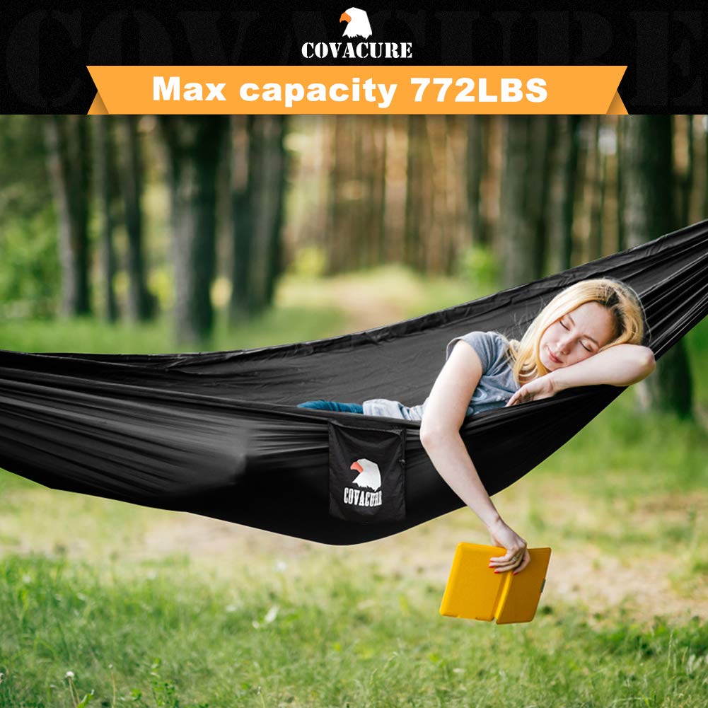 Covacure Camping Hammock, 772 lbs Capacity Double Hammock - Black