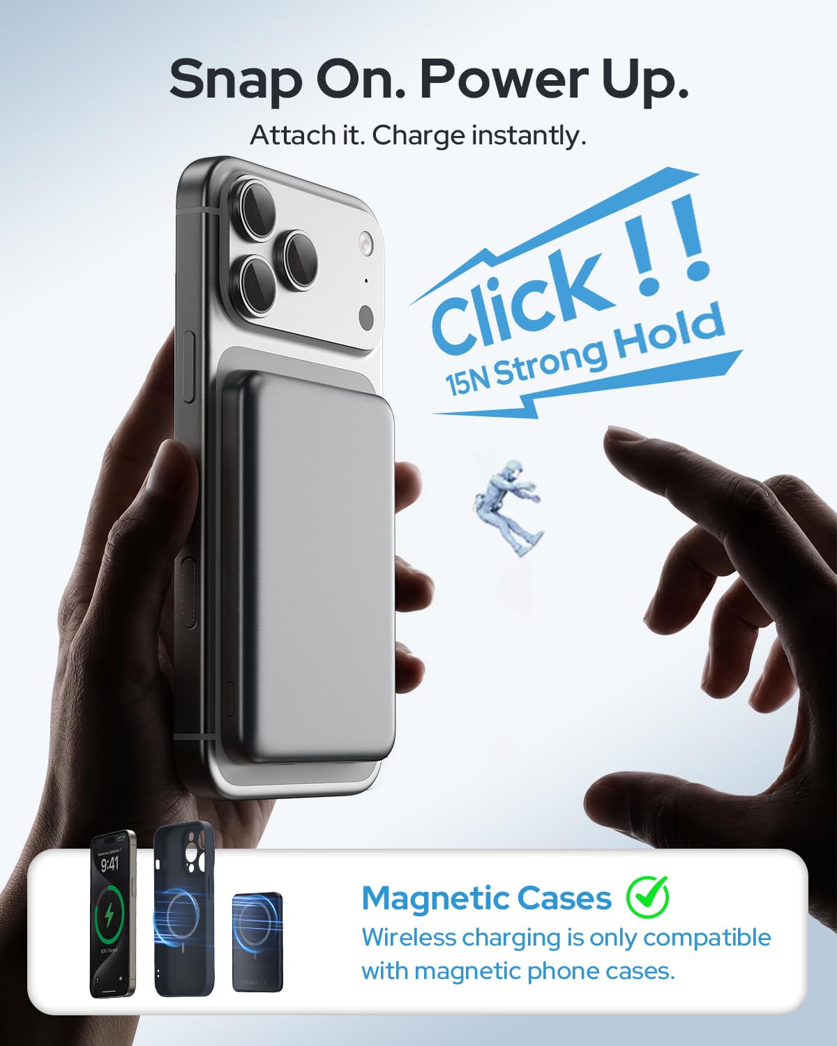 for Magsafe Portable Charger, 5000mAh Slim Wireless Magnetic Power Bank