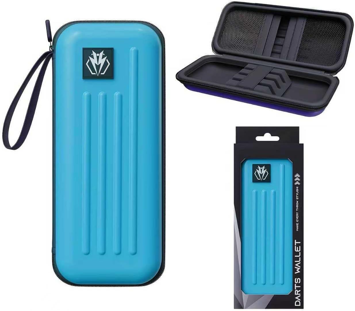 Dart Case,Darts Carrying Case Holds 3 Darts and Extra Accessories,Built-In Storage Tubes and Pockets for Flights, Tips, Shafts ect. (bright blue)