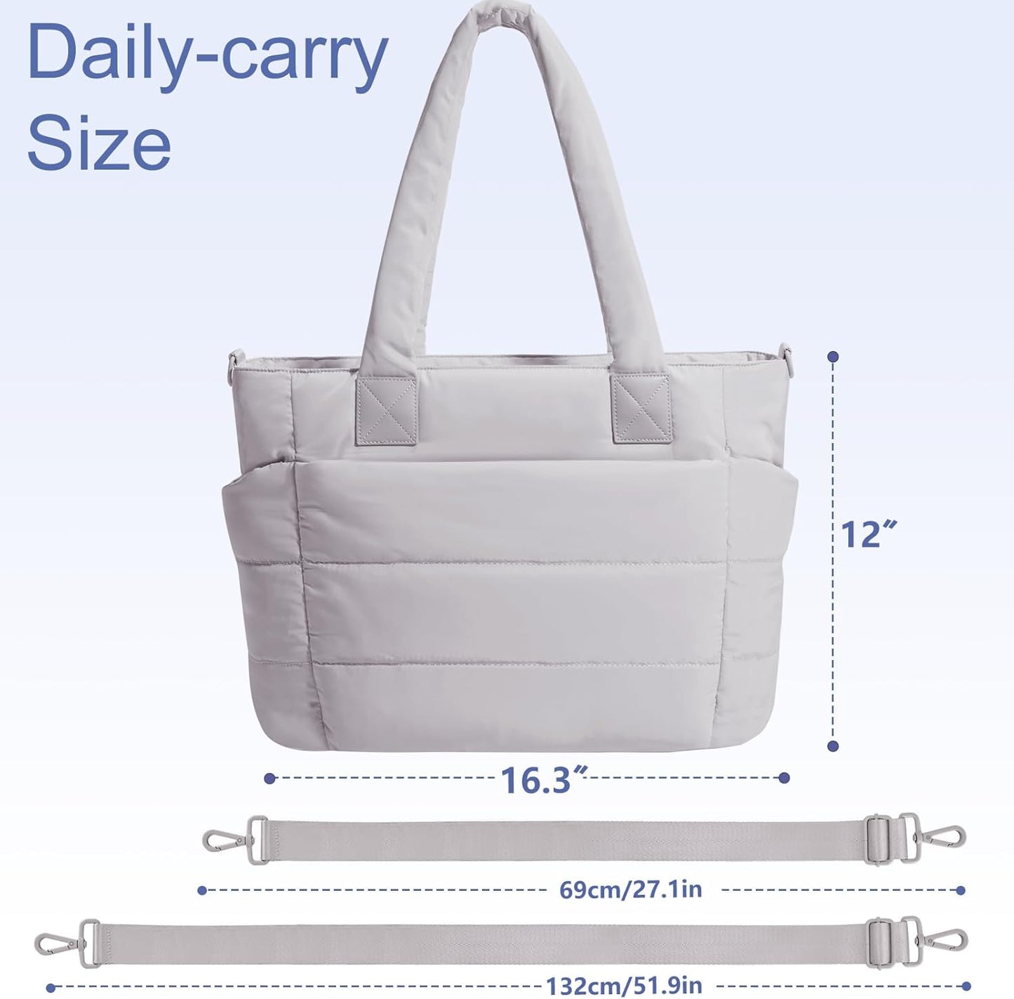 Tote Bag for Women Puffer Tote Bag Large Nurse Bags Shoulder Handbag with Zipper for Work Travel
