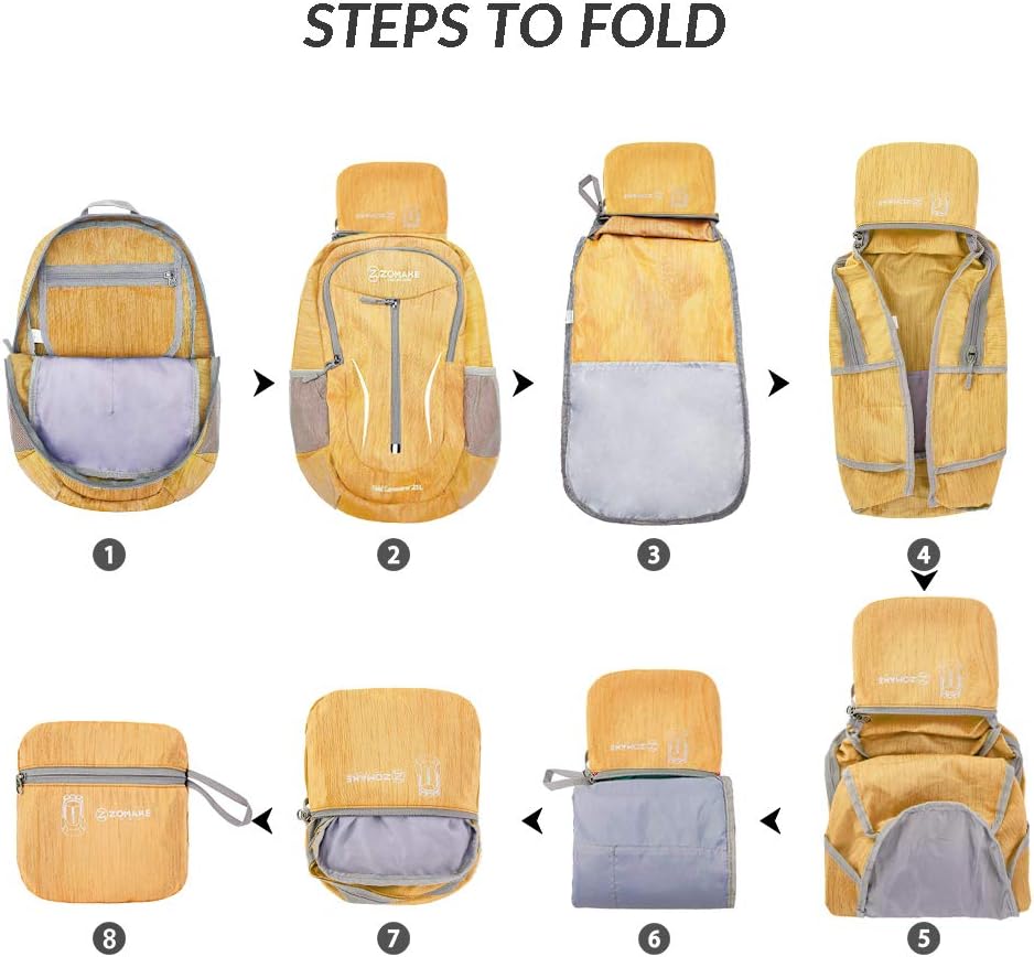 ZOMAKE 25L Ultra Lightweight Packable Backpack, Foldable Hiking Backpacks Water Resistant Small