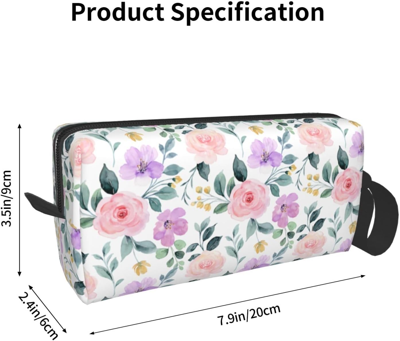Watercolor Lavender Mist Floral Makeup Bag Small Compact & Durable Travel Cosmetic Bag Organizer Oxford Fabric Impact-Resistant Multi-Purpose Storage Perfect for Travel, Gym, Daily Use