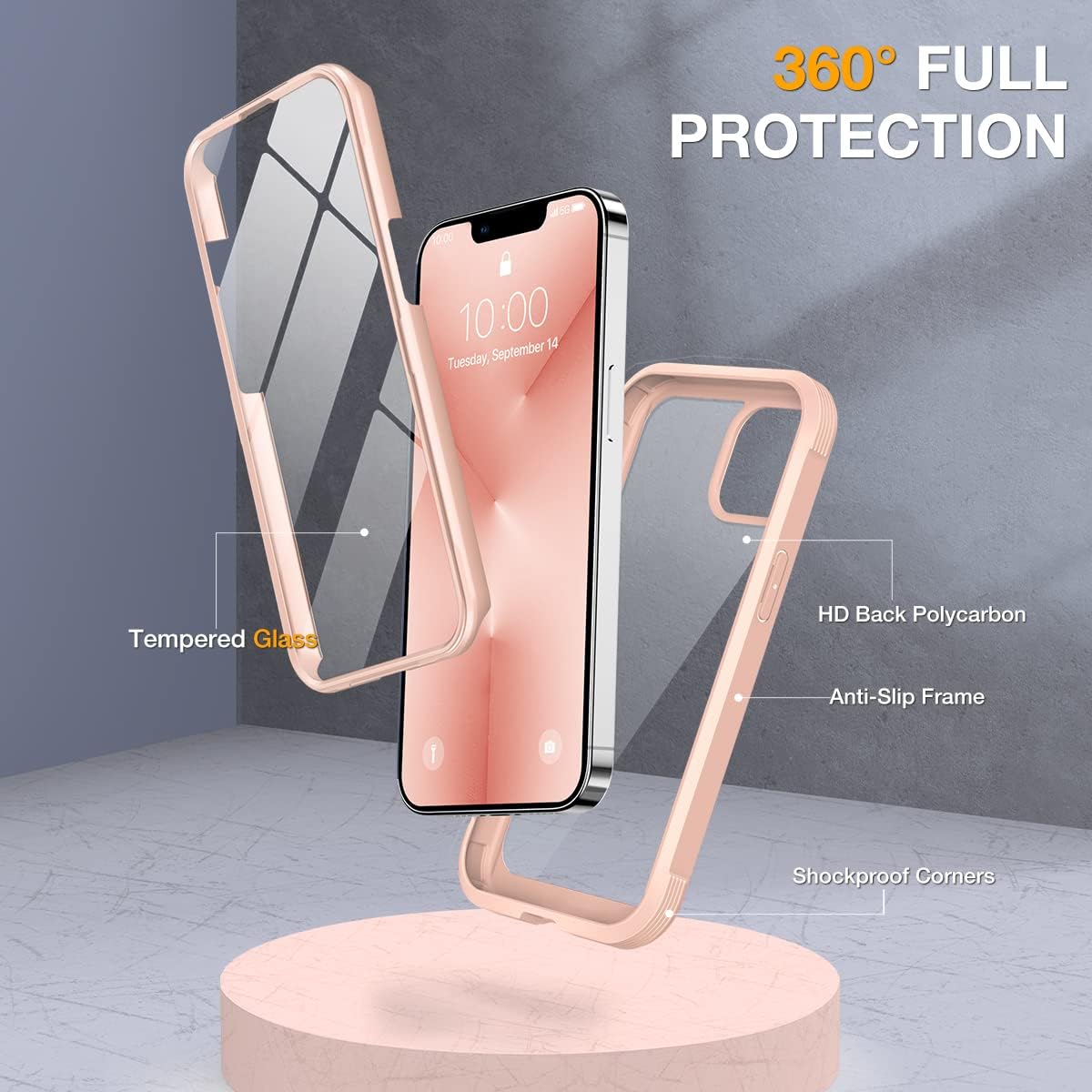 Miracase Glass Case for iPhone 13 Pro Max 6.7 inch, Upgrade Full-Body Clear Bumper Case with