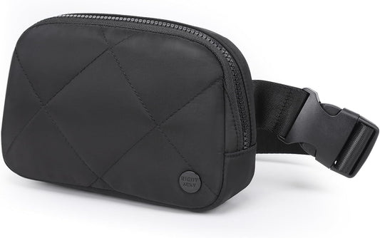 Fanny Packs for Women，Waterproof Belt Bag Quilted Bum Bags for Crossbody，Fashion Waist Packs with Adjustable Strap for Traveling, Hiking, Running（Black）