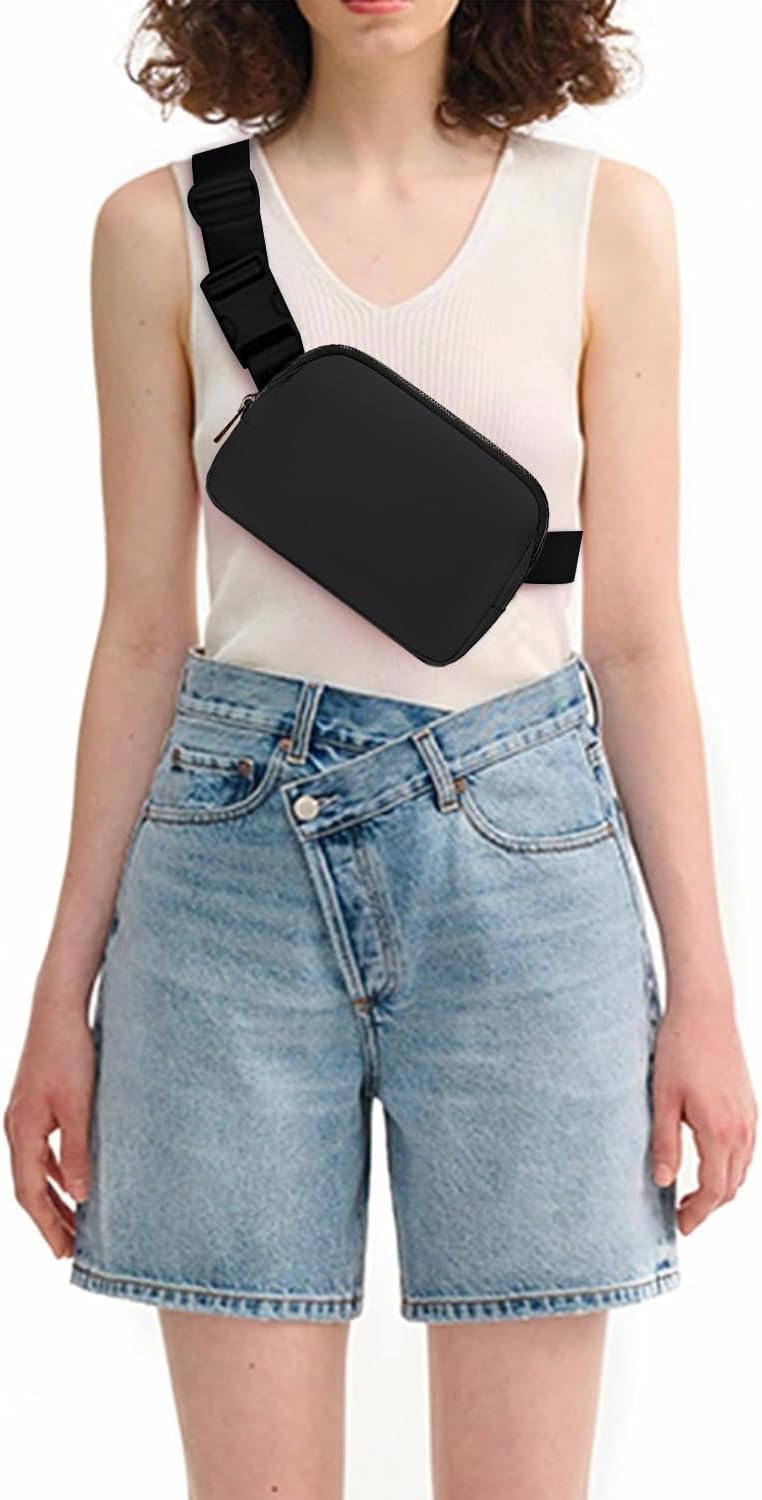 Belt Bag for Women, Cross Body Fanny Pack Fashion Waist Packs Everywhere Belt Bag with Adjustable Strap Gifts for Teen Girls Women Men (Black)