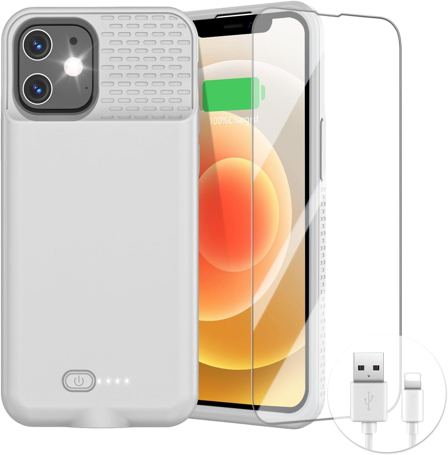 GIN FOXI Battery Case for iPhone 12/12 Pro, Rechargeable Charging Cases Charger 7000mAh Juice Box Anti-Fall Protection Cover Extended Battery Pack for iPhone 12 Pro/12 (6.1") Grey