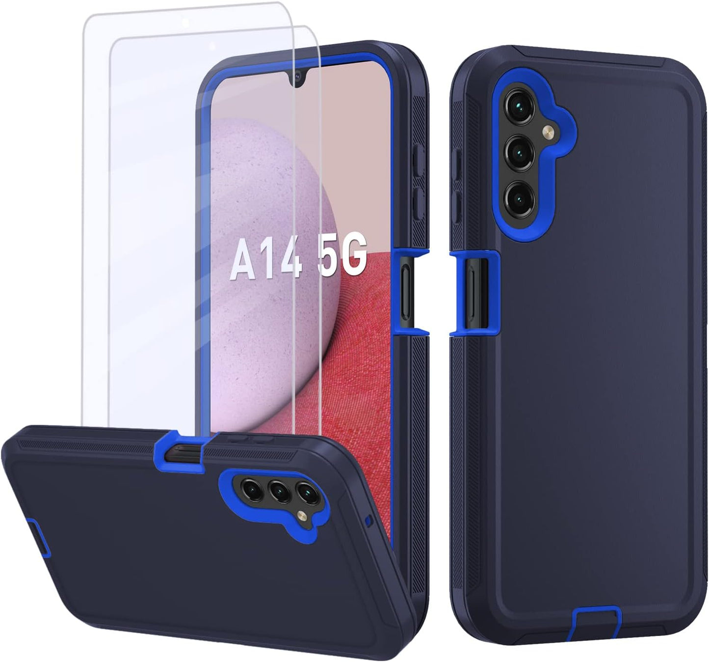 for Samsung Galaxy A14 5G case,A14 5G Heavy Duty case,[Military Grade Protective ][Shockproof] [Dropproof] [Dust-Proof], ONLY Fit Galaxy A14 5G Phone (Dark Blue)