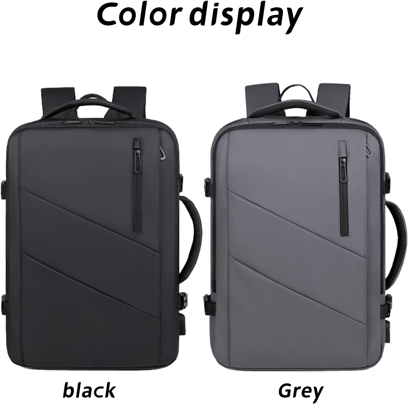 Travel Laptop Backpack 36-55L Expandable 15.6inch Laptop Backpack Usb Charging Port Lightweight (Black)