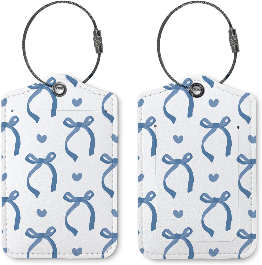 Coquette Luggage Tags for Suitcases,Navy Blue Bow Cute Luggage Tags for Women, Preppy Gifts, Cute Trendy 2 Pack Luggage Tag for Travel,Teen Girls Gifts Suitcase Tags