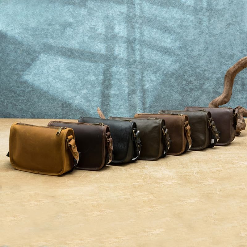 Genuine Leather Vintage Shoulder Bag Crossbody Small Messenger Bag for Men Women Casual Daily Travel Use