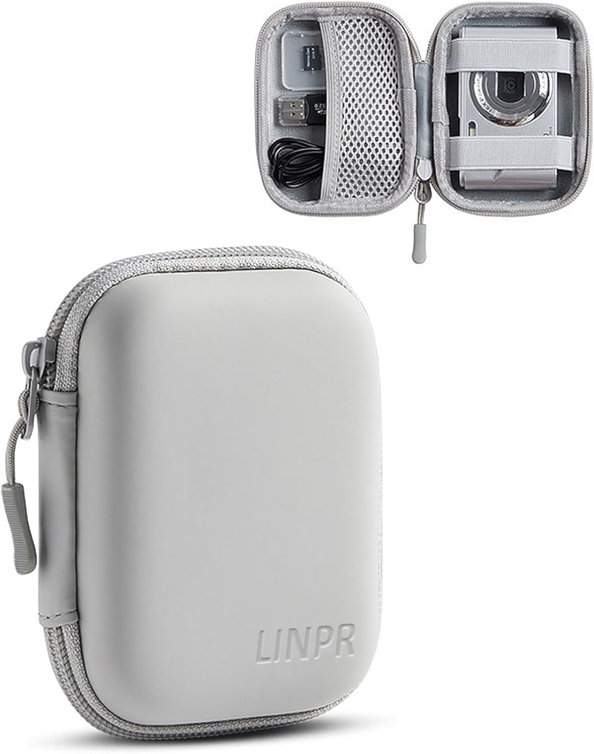 Digital Camera Case for CAMKORY, KODAK PIXPRO FZ45/FZ55, Canon IXUS 285 HS, Lecran, Small Travel Compact Camera Holder with Mesh Pocket for Accessories SD Card (Grey-PU)
