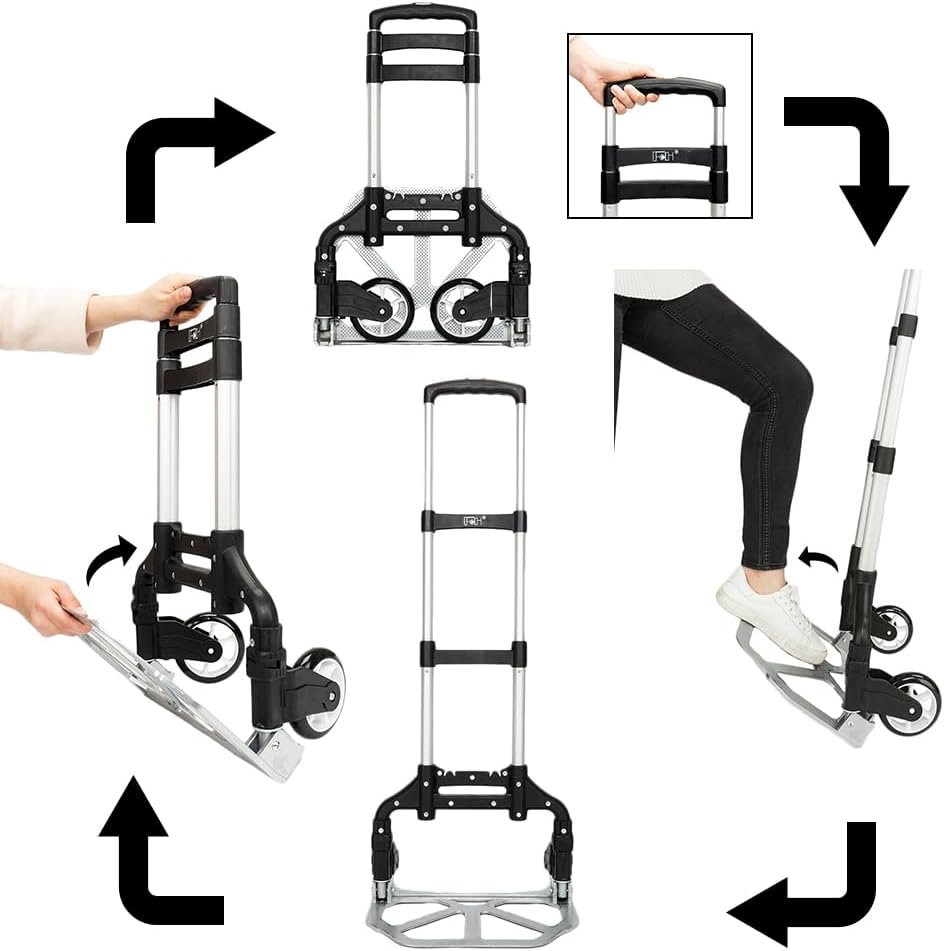 Portable Push Cart & Luggage Dolly Cart,Luggage Trolley Cart,Aluminum Portable Folding Hand Truck