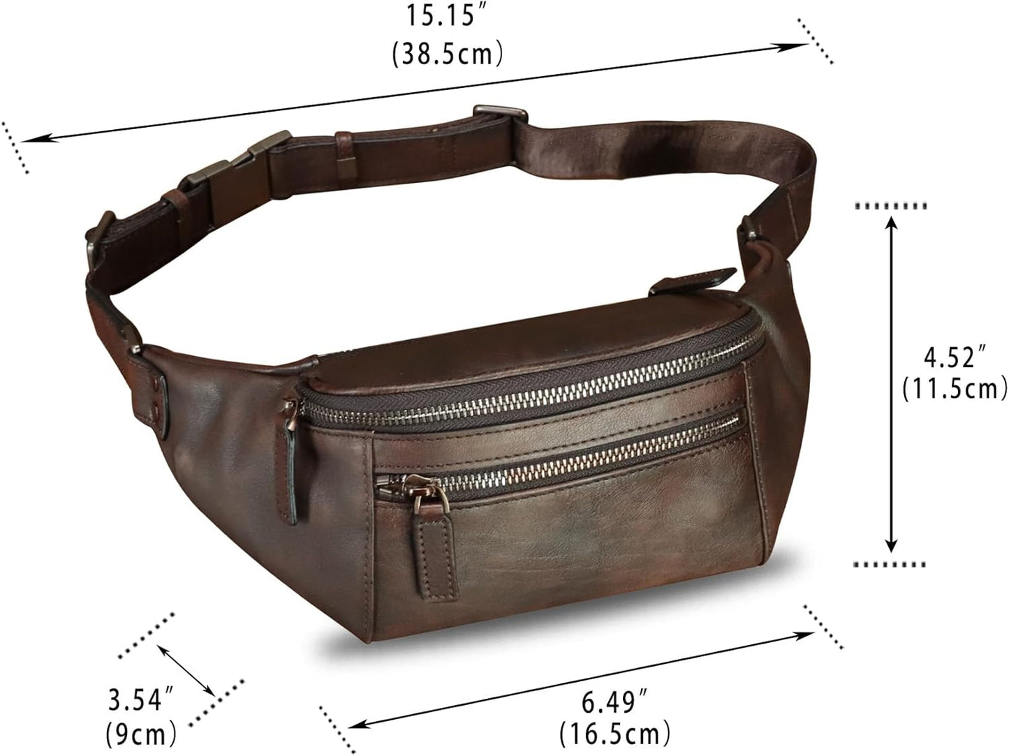 Genuine Leather Fanny Pack for Women and Men Vintage Real Leather Waist Bag Hip Bum Crossbody Sling Bag