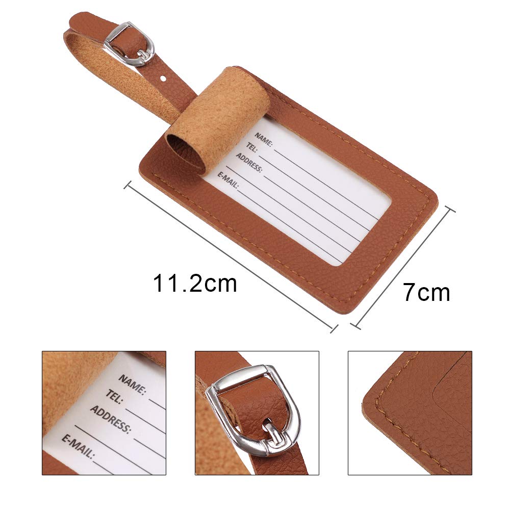 Vigorport Luggage Tags, Leather Personalized Suitcase Tag Set of 4 Pack
