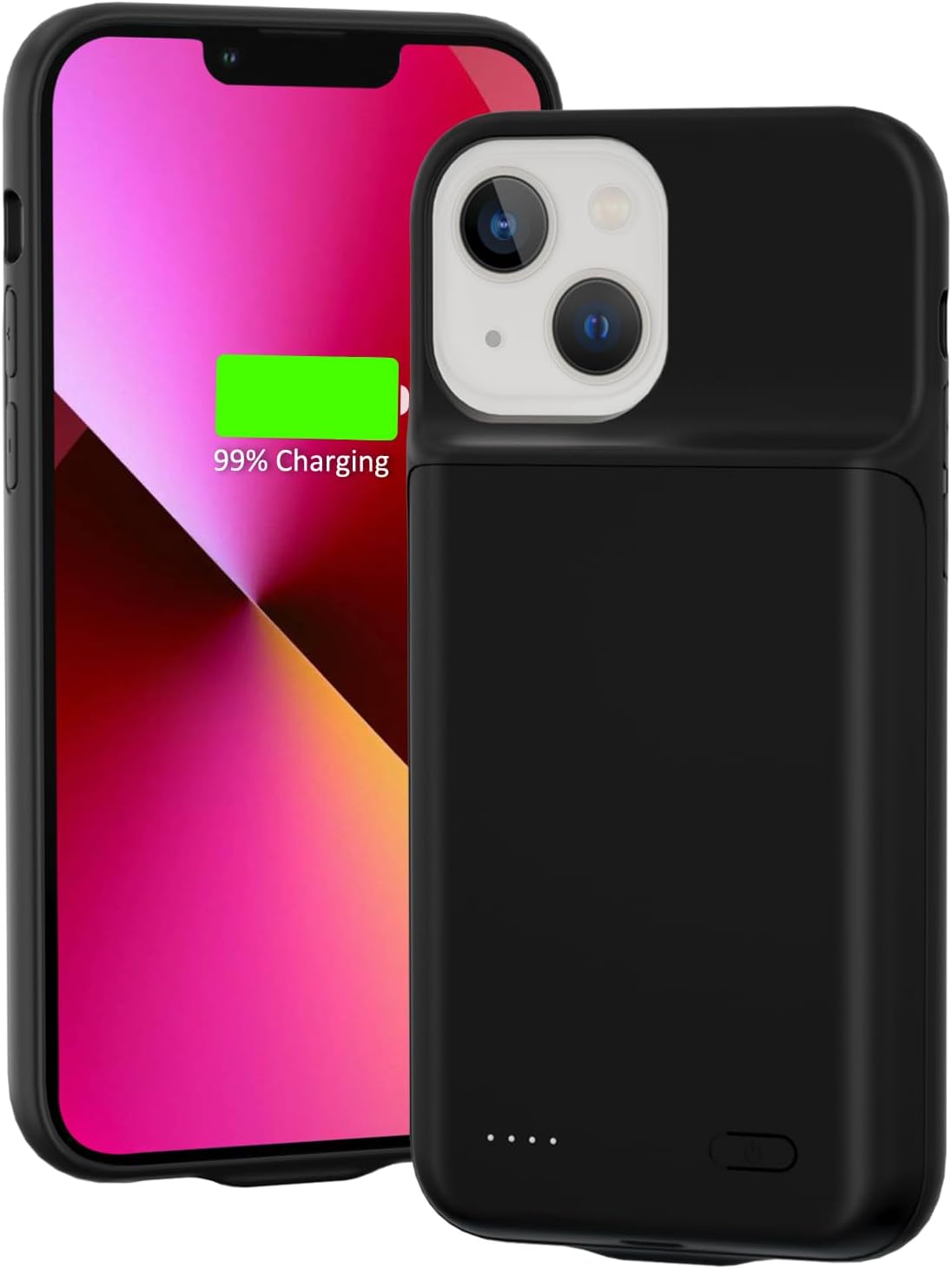 Gladgogo Charging Case for iPhone 13, Real 6000mAh Powerful Smart Battery Case Charger Ultra Slim Portable External Battery Pack Compatible with 13, 6.1 inch, Black