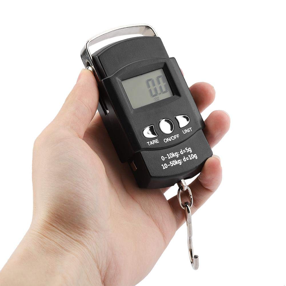 Digital Scale,Luggage Scale 50kg/110lb Portable Electronic LCD Digital Travel Postal Fishing Hook Weight Scale with Tape Measure Hook and Backlit LCD Display