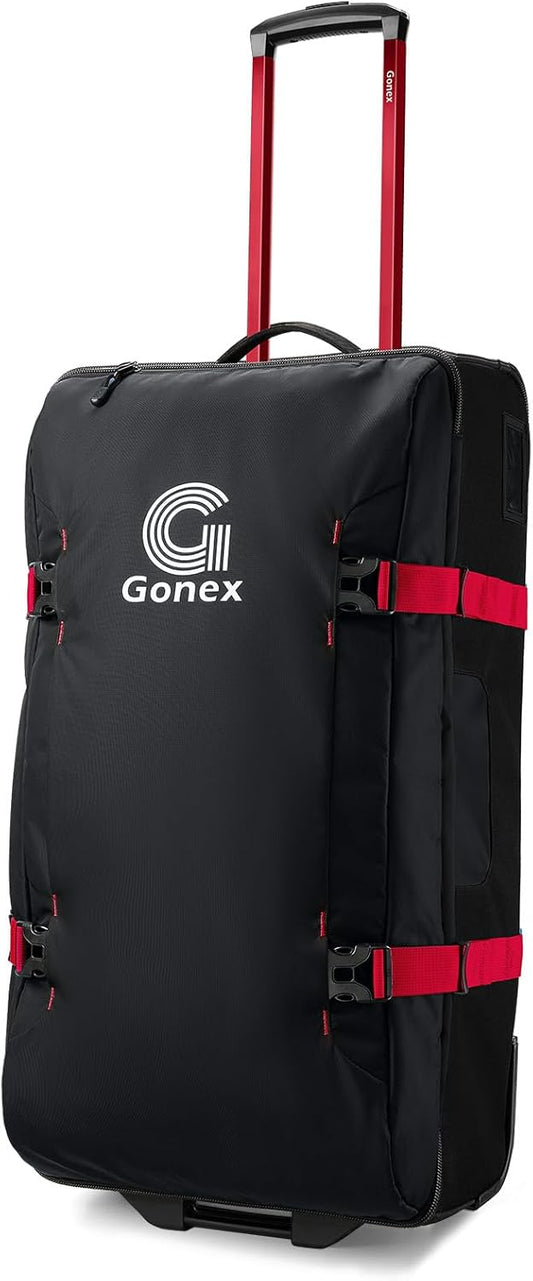 Gonex Rolling Duffle Bag with Wheels, Water-repellent 30 inch Nylon Large Wheeled Travel Duffel Luggage with TSA Lock & Telescopic Handle 100L, Black