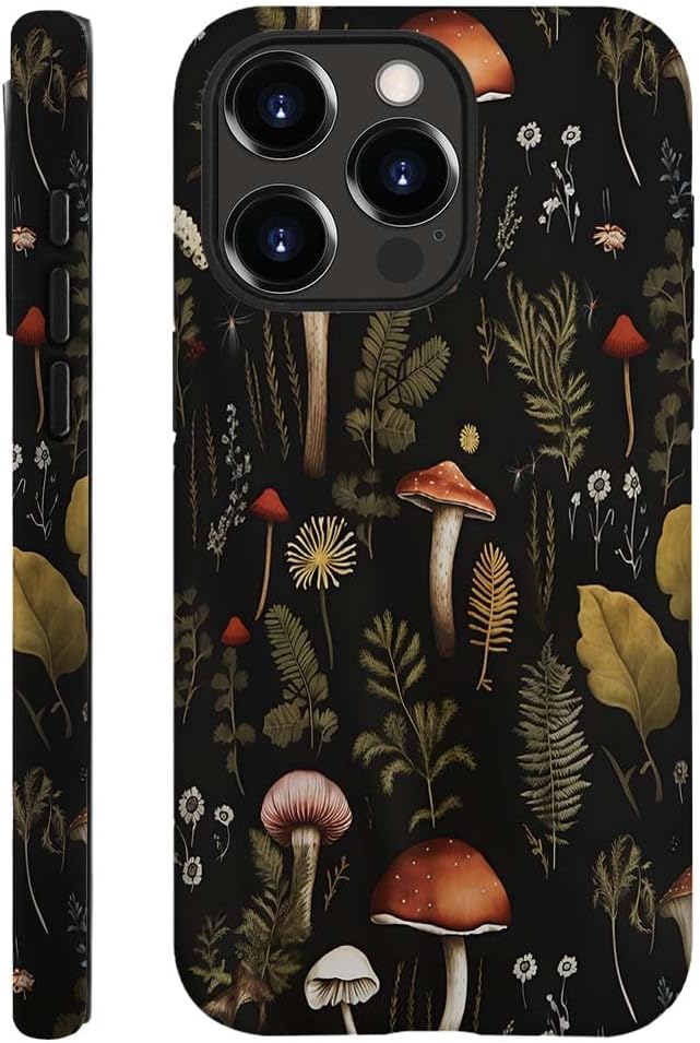 SEized Case Compatible with for iPhone 14 Pro,Vintage Mushroom Snail Daisy Leaf Phone Case for Girl Women Boy Men,Durable Protection Case for iPhone 14 Pro