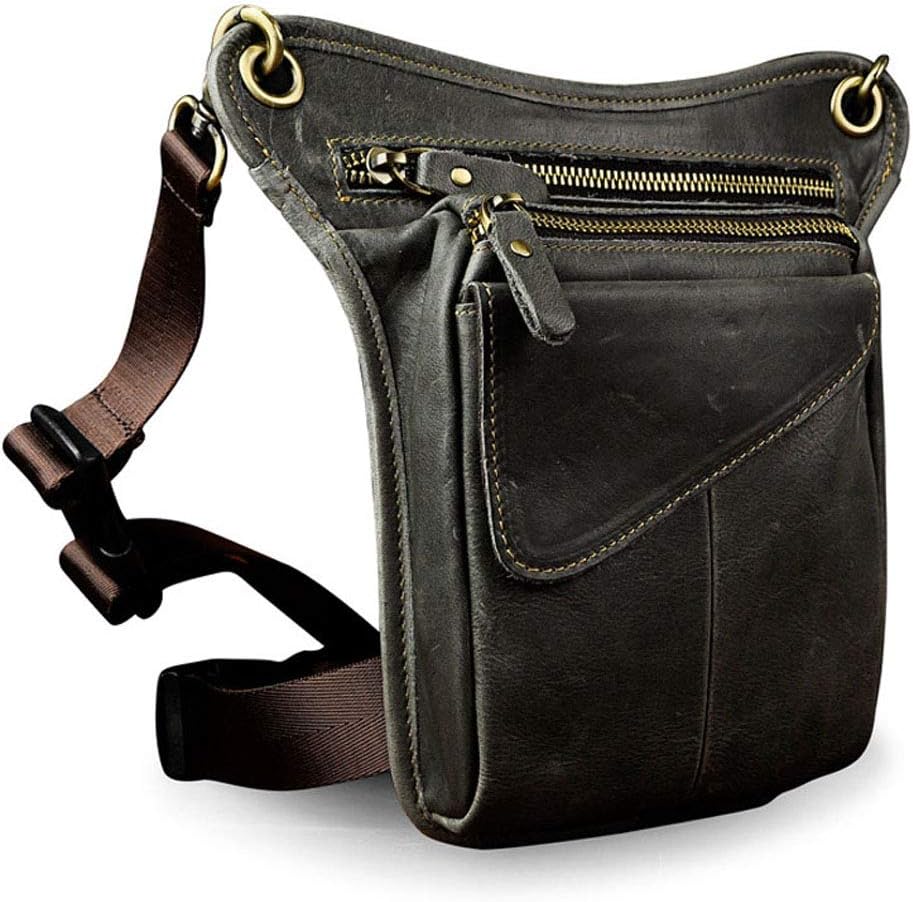 Leather Waist Pack Drop Leg Bag for Men Women Belt Bumbag Multi-Purpose Motorcycle Bike Outdoor Sports Tactical Cycling Riding Hiking Camping Pouch