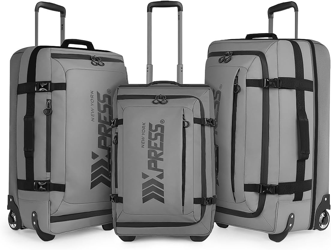 （20''/26''/30''）3-Piece Set,Luggage Sets 3 Piece,Rolling Duffle Bag w/Handle,Carry on Luggage Travel Duffle Bags for Man Women#Grey