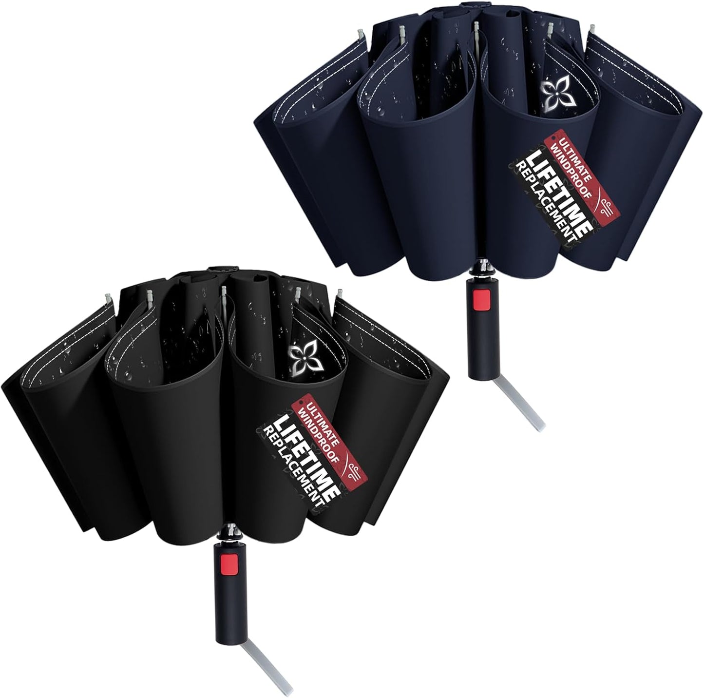 Large Travel Inverted Umbrella, 55" 10 Ribs Windproof for Rain & Sun, Reverse Auto open/close Compact Portable for Men, Reflective Thread for Night Safety