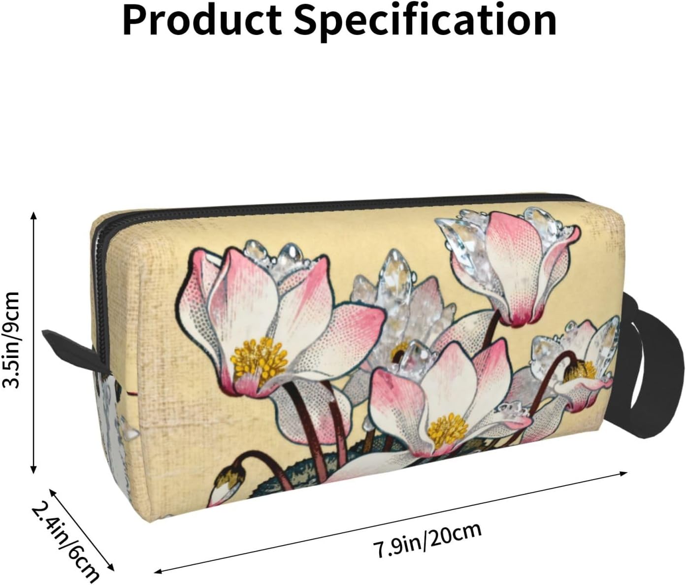 Pink Frosted Cyclamen Floral Makeup Bag Organizer Compact & Durable Flowers Travel Cosmetic Bag Oxford Fabric Impact-Resistant Multi-Purpose Storage Perfect for Travel, Gym, Daily Use