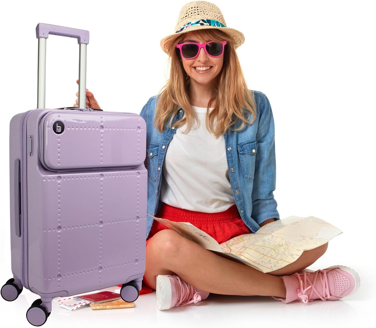 World Traveler Dejuno Smart 20-Inch Carry-On Luggage with USB Ports - Lavender