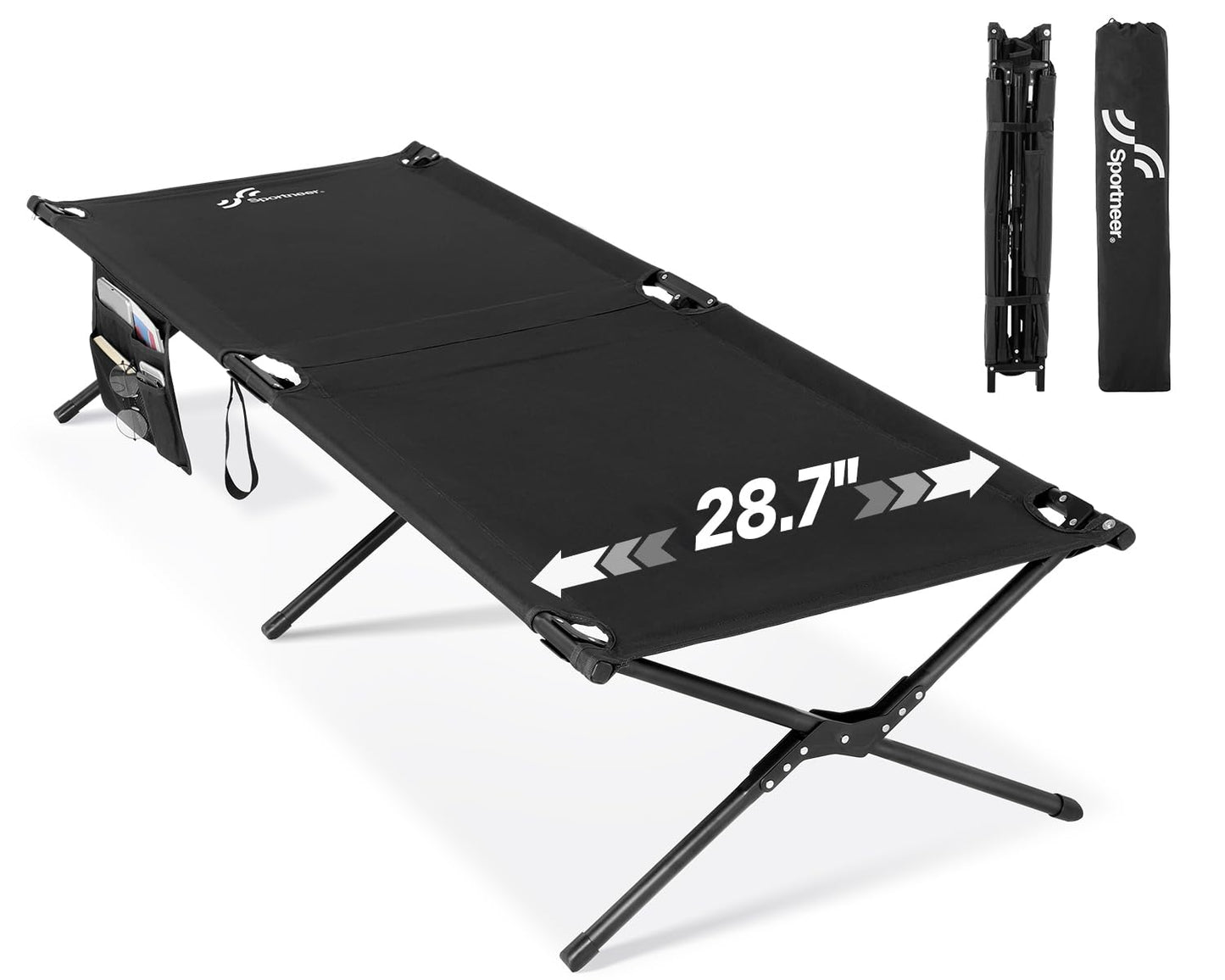 Sportneer Camping Cot: 78.3"x28.7"x14.6" Comfort Cot Bed for Camping Traveling Guest Bed, Sleeping