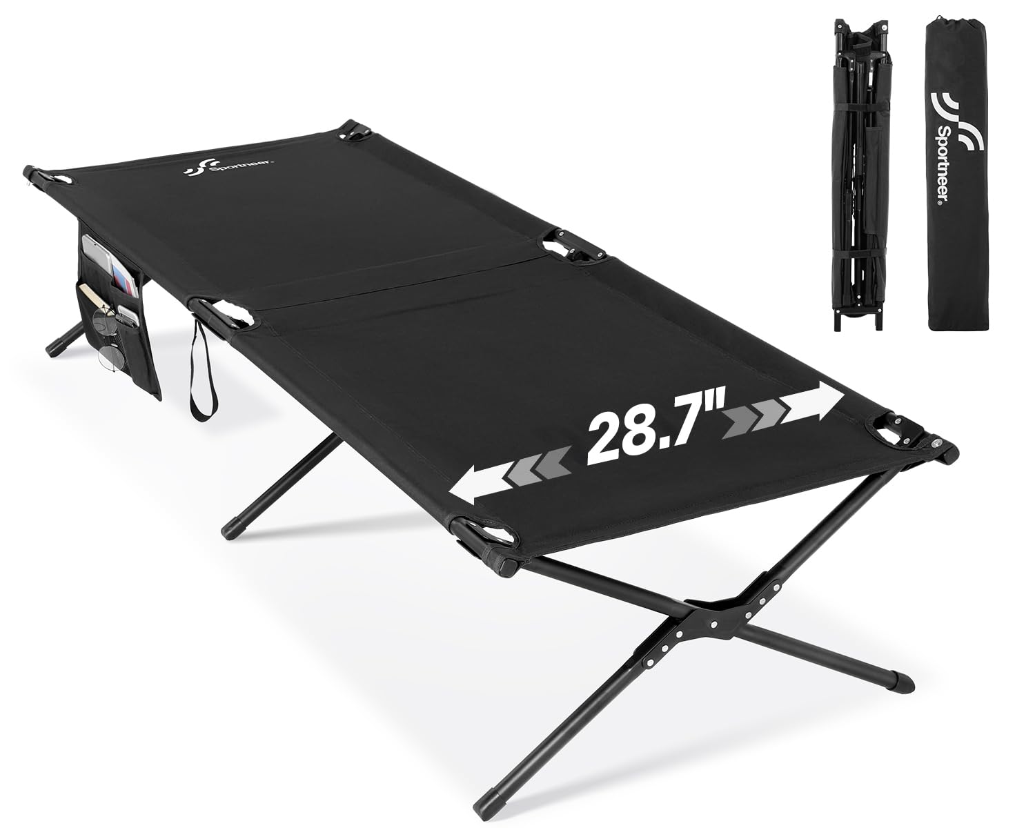 Sportneer Camping Cot: 78.3"x28.7"x14.6" Comfort Cot Bed for Camping Traveling Guest Bed, Sleeping